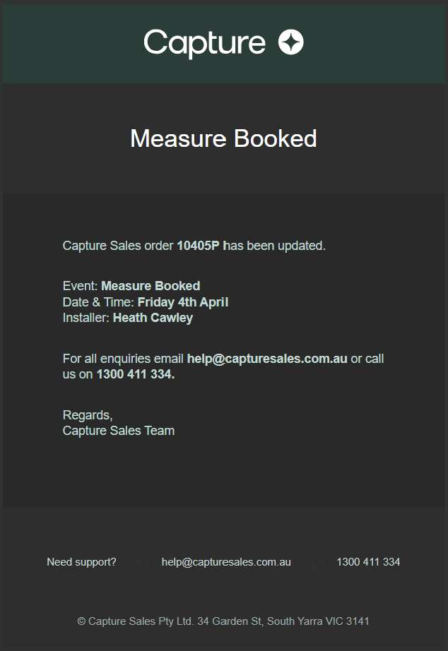 Measure Booked Automatic Email